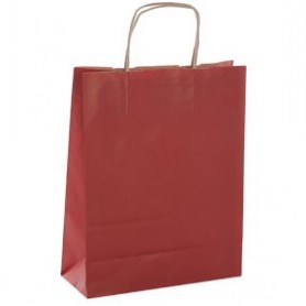 50 Bolsas Kraft Rojas con asas 240x11x310 mm