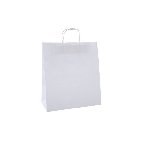 Pack 50 Bolsas Kraft Blancas con asas 240x11x310 mm