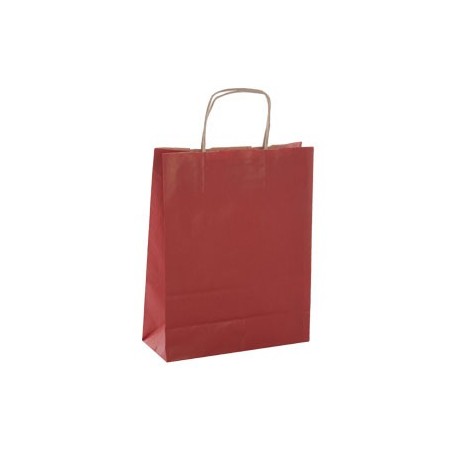 50 Bolsas Kraft Rojas con asas 350x16x300 mm