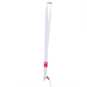 Cordón Lanyard Blanco con enganche rosa 100 Uds