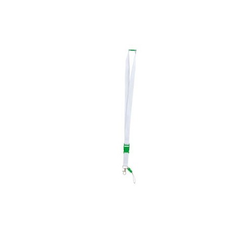 Cordón Lanyard Blanco con enganche verde 100 Uds