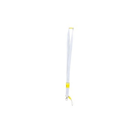 Cordón Lanyard Blanco con enganche amarillo 100 Uds