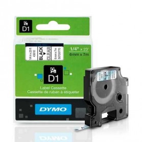 Cinta D1 6 mm Dymo negro sobre transparente