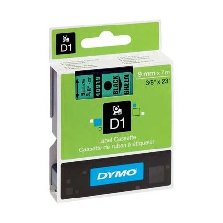 Cinta D1 9 mm Dymo negro sobre verde