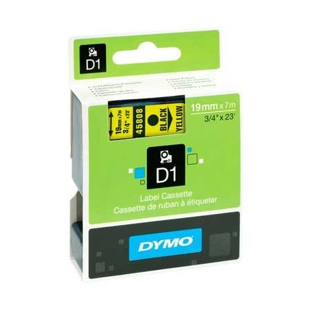 Cinta D1 12 mm Dymo negro sobre amarillo