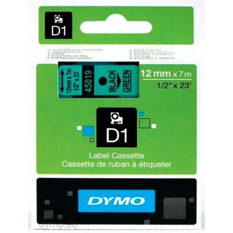 Cinta D1 12 mm Dymo negro sobre verde