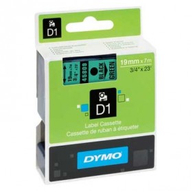 Cinta D1 19 mm Dymo negro sobre verde