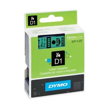 Cinta D1 19 mm Dymo negro sobre verde