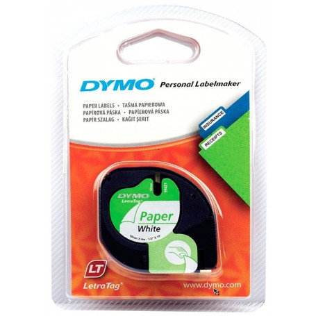 Cinta Dymo Letratag de Papel Blanco