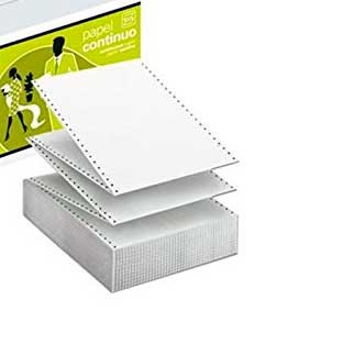 Papel Continuo blanco 12x25 cm.1 Tanto (Caja 2500 hojas)