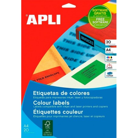 Etiquetas Apli Colores 70 x 37 mm