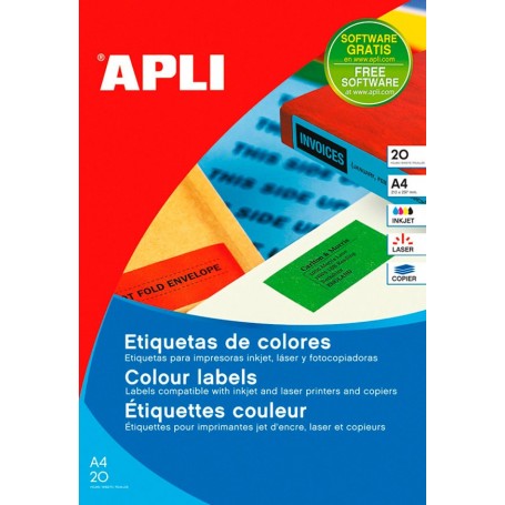 Etiquetas Apli Colores 210 x 297 mm