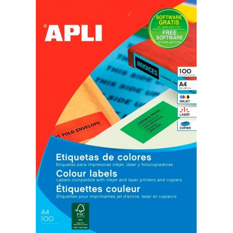 Etiquetas Apli Colores 210 x 297 mm