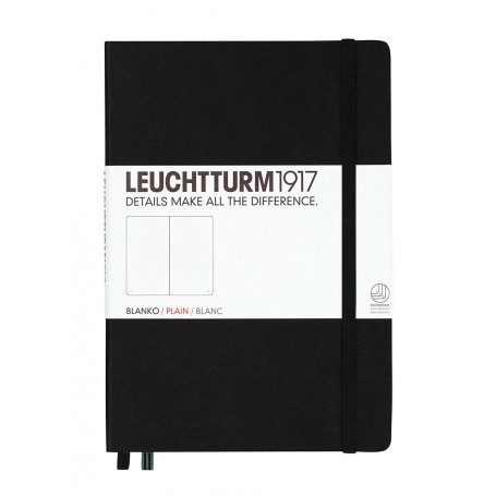 Notebook Medium Din A5 Hoja Lisa Negro Leuchtturm