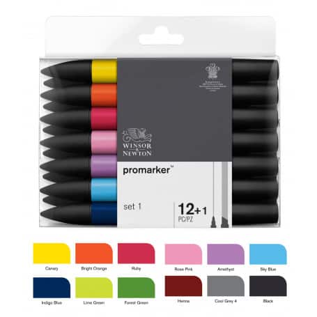 Set 12+1 Promarker Tonos Surtidos Winsor & Newton Modelo Nº 1