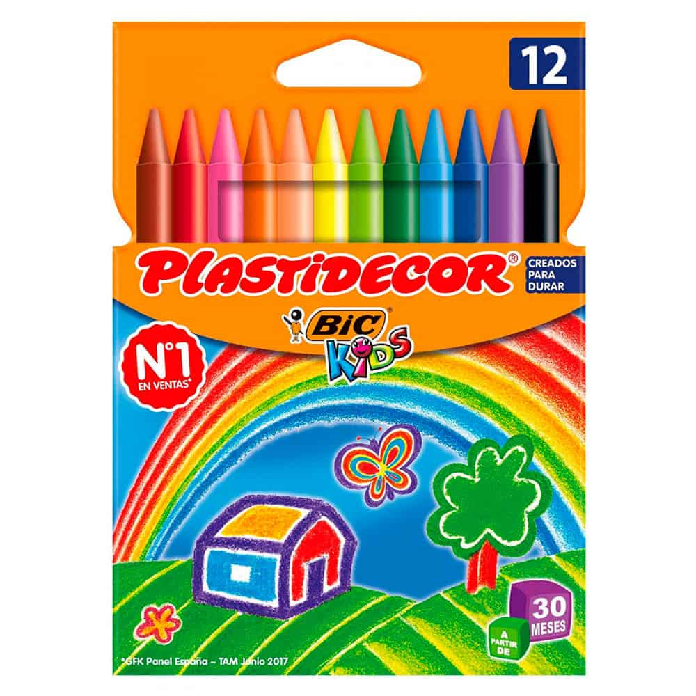 Tradineur - Caja de ceras de colores - 12 Colores llamativos - Fabricación  en cera - Forma circular - Ideal para los niños.