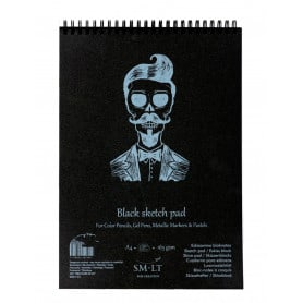 Bloc Bocetos Papel Negro Intenso Espiral SM-LT