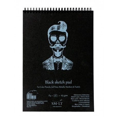 Bloc Bocetos Papel Negro Intenso Espiral SM-LT