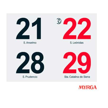 Calendario Mensual 43 x 31 cm Myrga detalle