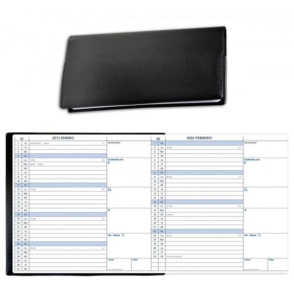 Agenda Quo Vadis Minibest 2026 - Mensuel, Format 7,5x14 Cm, Papier Clairefontaine, Noir