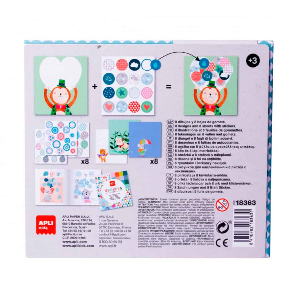 APLI Kids 18814 - Juego de gomets multicolores en caja metálica modelo  PERROS - Juego de pegatinas para completar las ilustraciones : :  Oficina y papelería