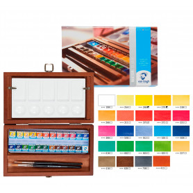 Caja Madera Lujo 24 Acuarelas + Accesorios Van Gogh
