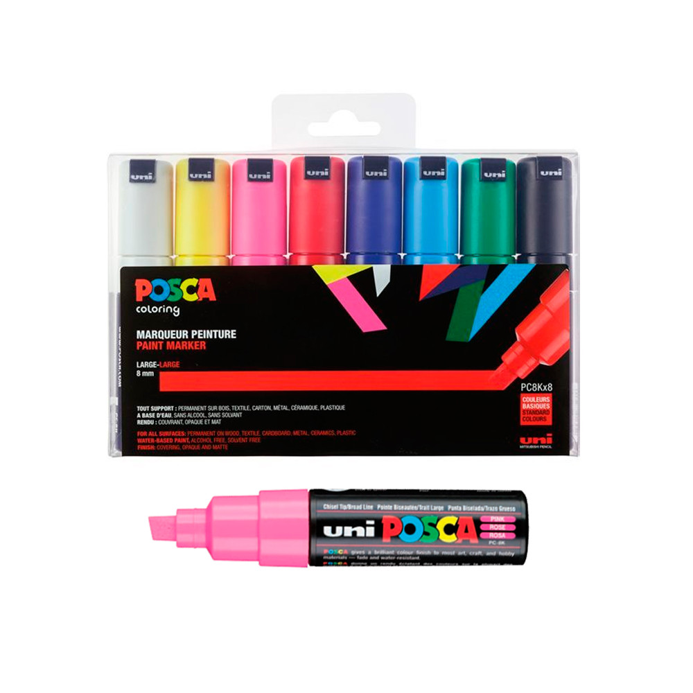 Posca PC-3M - Pack de 16 rotuladores de pintura al agua con punta  redondeada, multicolor