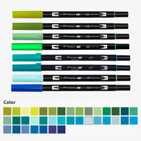 Rotulador ABT Dual Brush Tombow Gama Verdes y Azules