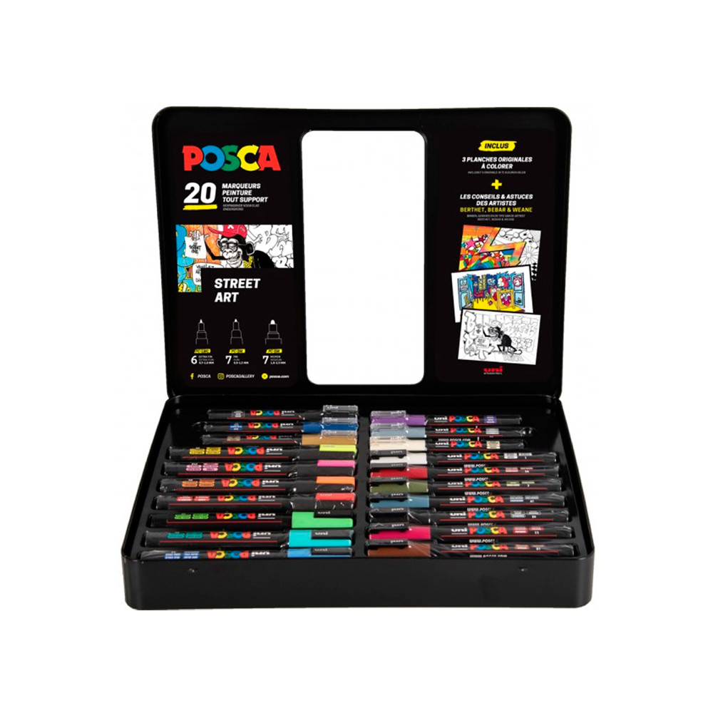 Posca PC-3M - Pack de 16 rotuladores de pintura al agua con punta  redondeada, multicolor