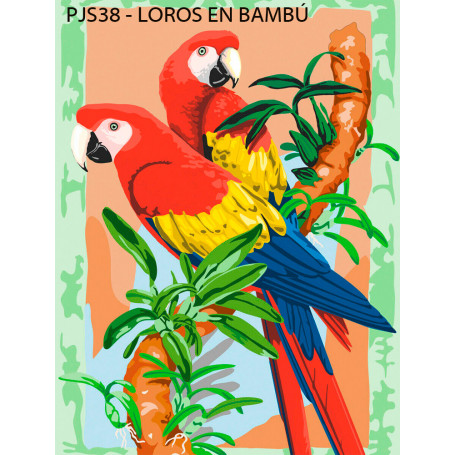 Pintar por Números 331 x 241 mm Loros en Bambú