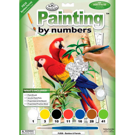 Pintar por Números 331 x 241 mm Set Loros en Bambú