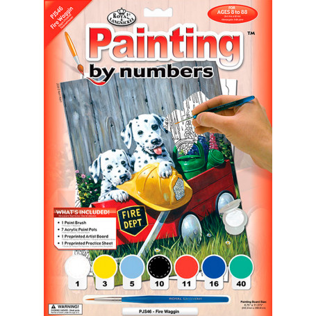 Pintar por Números 331 x 241 mm Set Dálmatas en Carro Bomberos
