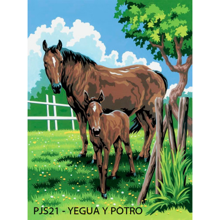 Pintar por Números 331 x 241 mm Yegua y Potro