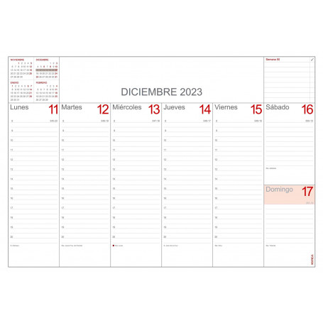 Weekplan planning semanal de sobremesa myrga diciembre 2023