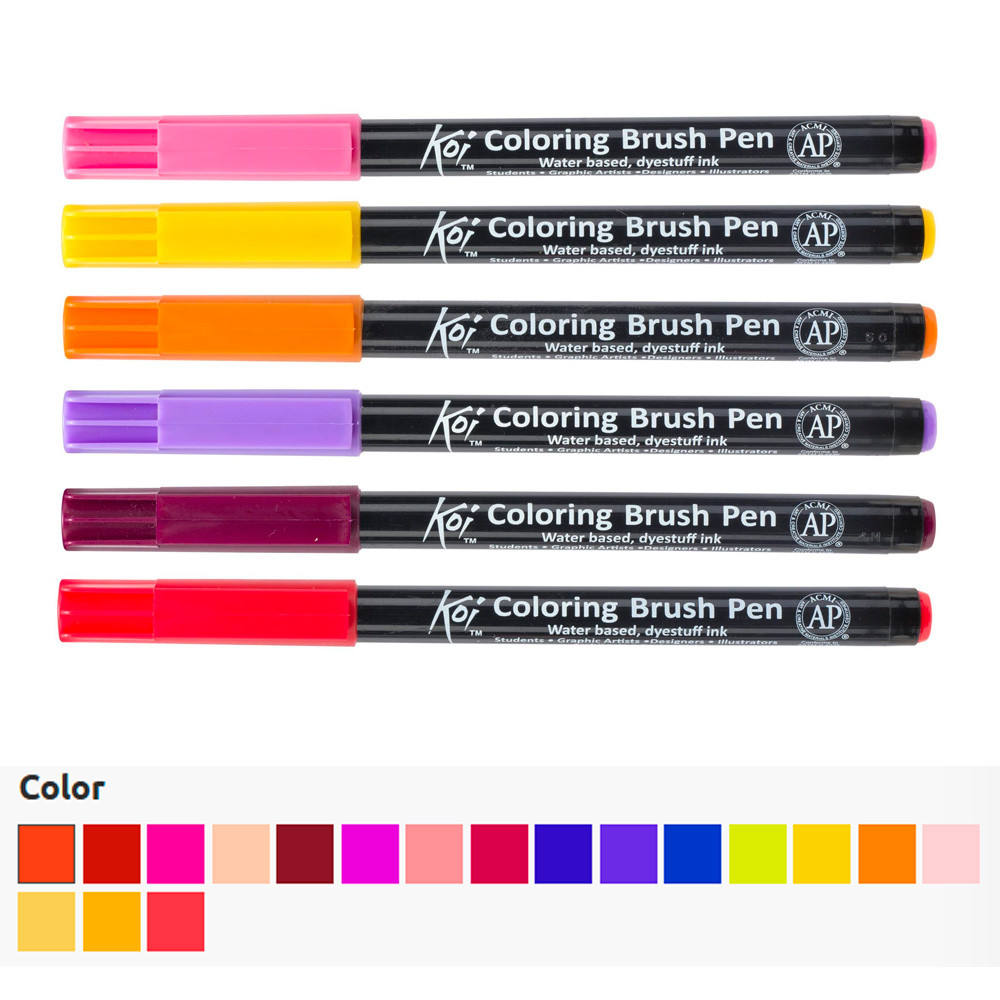 Rotulador punta pincel Koi Sakura Amarillos Rojos y Malvas - Koi punta  pincel - Goya Virtual
