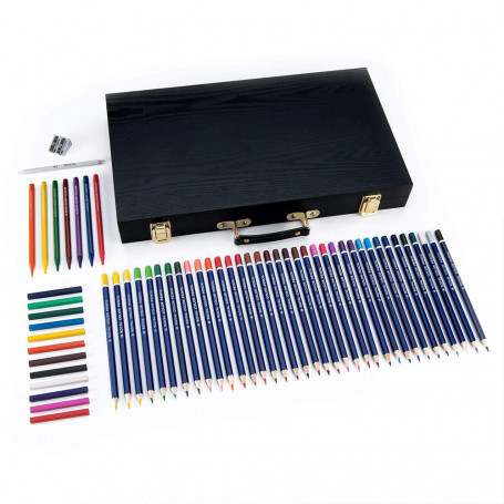 Maletín y contenido del set de lápices y colores