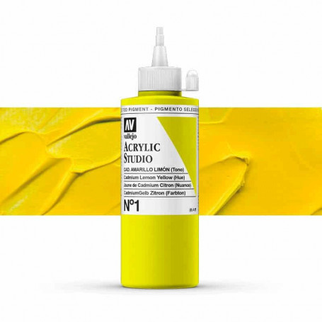 Acrílico Studio Vallejo 200 ml - 001 Amarillo Limón