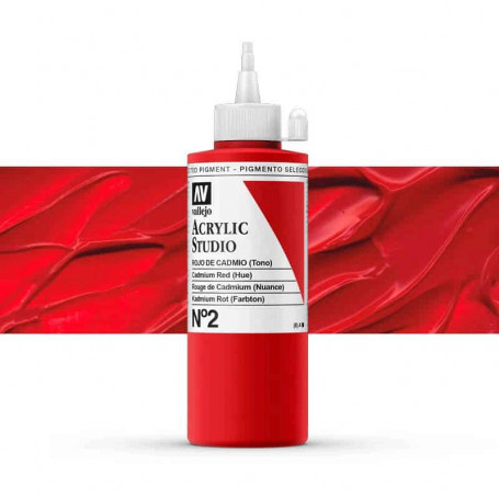 Acrílico Studio Vallejo 200 ml - 002 Rojo Cadmio (Tono)