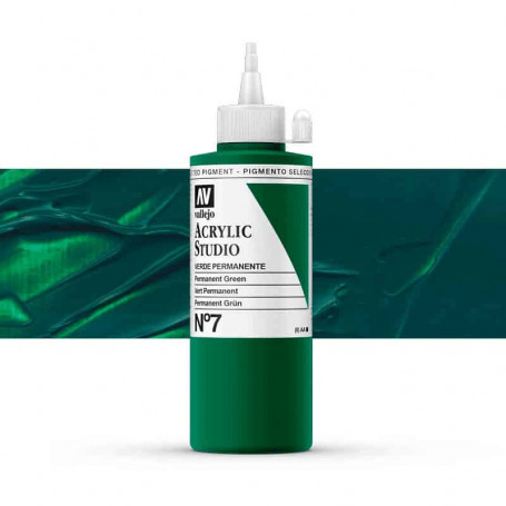 Acrílico Studio Vallejo 200 ml - 007 Verde Permanente