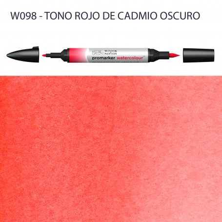 Rotulador Promarker Watercolour Winsor & Newton W098-Tono Rojo de Cadmio Oscuro