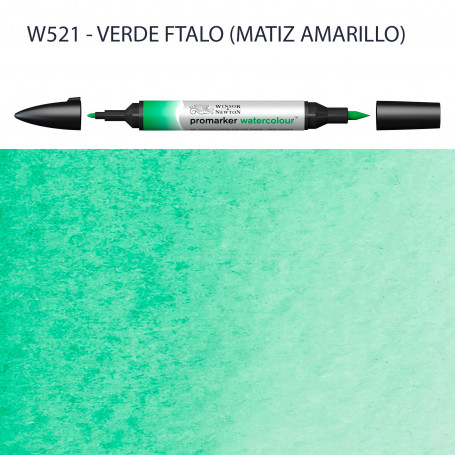 Rotulador Promarker Watercolour Winsor & Newton W521-Verde Ftalo (Matiz Amarillo)