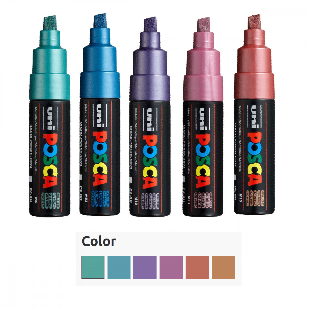 Uni Posca PC8K Pennarello Punta Piatta Larga 8 Mm | Nero | Inchiostro Coprente Per Murales E Decorazioni