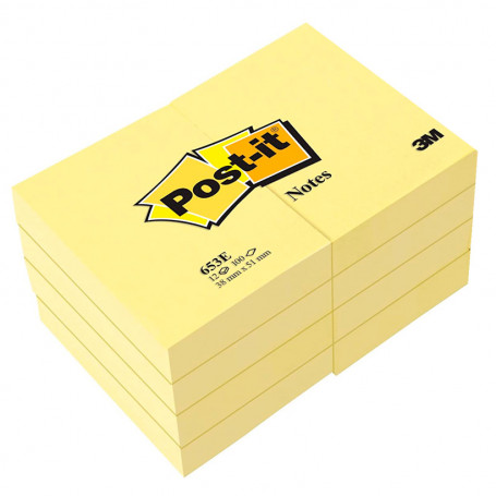 Pack 12 Blocs deNotas adhesivas Post it 38x51 mm