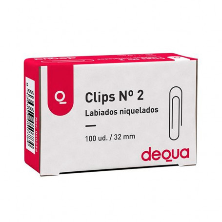 Caja 100 clips labiados redondos Dequa niquelados Nº 2