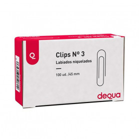 Caja 100 clips labiados redondos Dequa niquelados Nº 3