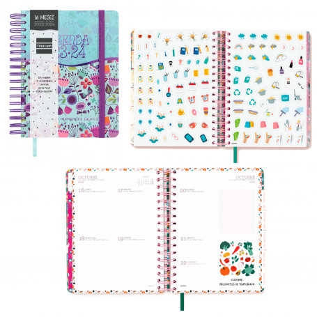 Agenda Semana Vista 16 Meses Vitae Finocam 2023-24 Modelo Azul