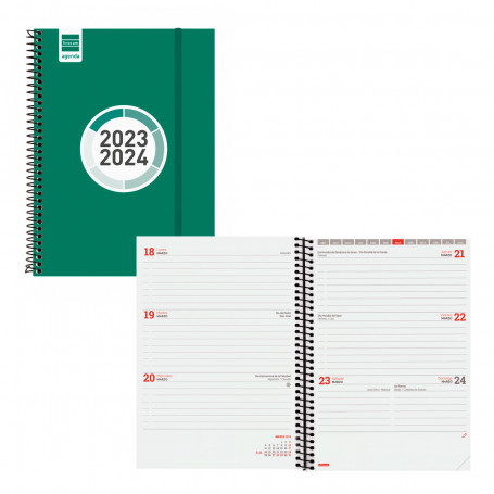 Agenda Semana Vista E10 Espiral Finocam 2023-24 Verde