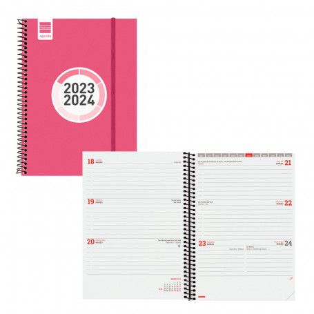 Agenda Semana Vista E10 Espiral Finocam 2023-24 Rosa