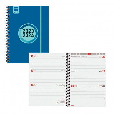 Agenda Semana Vista E10 Espiral Finocam 2023-24 Azul