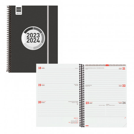 Agenda Semana Vista E10 Espiral Finocam 2023-24 Negro